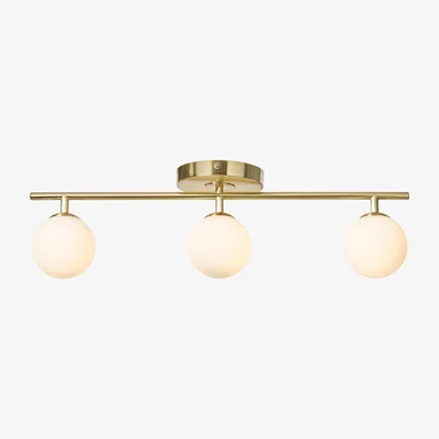 The Range Eloise 3 Light Bathroom Ceiling Spotlight Bar with Opal Glass - Satin Brass
