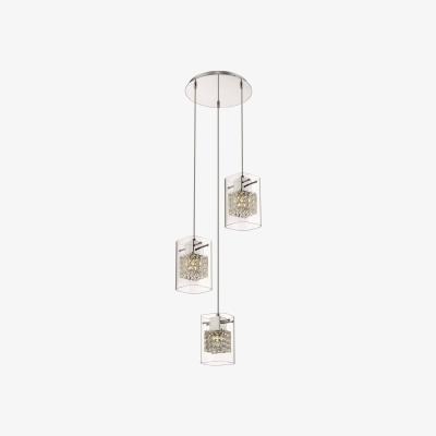 The Range Spring 3 Light Ceiling Cluster Pendant Chrome Glass Round, G9 - Chrome