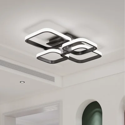 The Range Dimmable Square Geometric LED Ceiling Light - Black