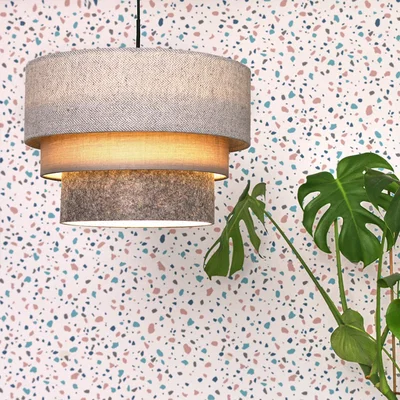 The Range Aztec 3 Tier Herringbone Ceiling Light Shade and Bulb - Grey