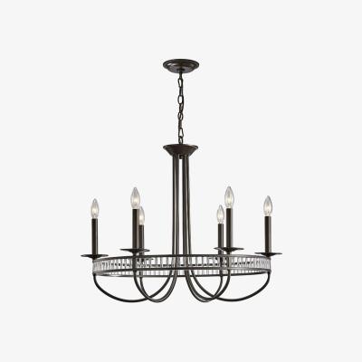 The Range Saskia Round Ceiling Pendant 6 Light E14 Aged Bronze, Crystal - Aged Bronze
