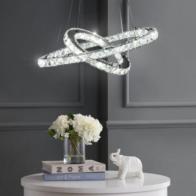 The Range Shape Adjustable LED Crystal Pendant Light - Silver / Cool White / 48W