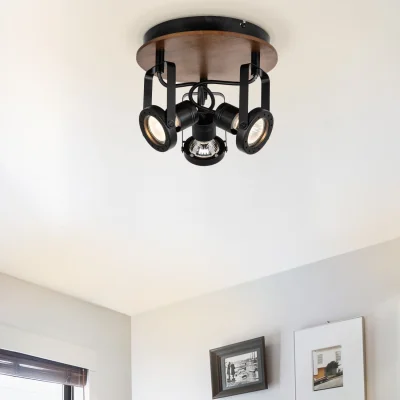 The Range COSYLYTE Riverton 3 Light Spotlight with Walnut Wooden Backplate - Wooden