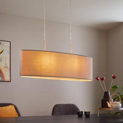 The Range Eglo Pasteri Grey Fabric Pendant Light Satin Nickel - Grey