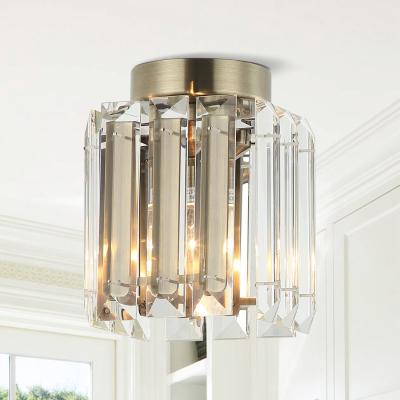 The Range Crystal Round 1-Light Mini Flush Ceiling Light for Bedroom Hallway - Bronze