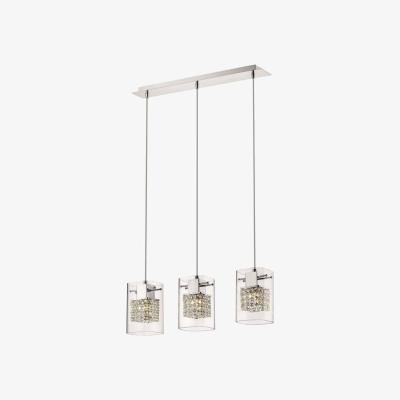 The Range Spring 3 Light Ceiling Pendant Chrome Glass Three Bar, G9 - Chrome