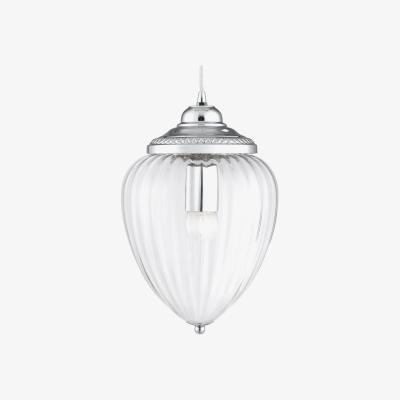 The Range Pineapple 1 Light Pendant Chrome Ribbed Glass Shade, E27 - Chrome