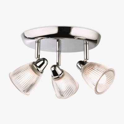 The Range Echo 3 Light Bathroom Flush Light Chrome with Clear Ribbed Glass IP44, G9 - Chrome with Clear Ribbed Glass