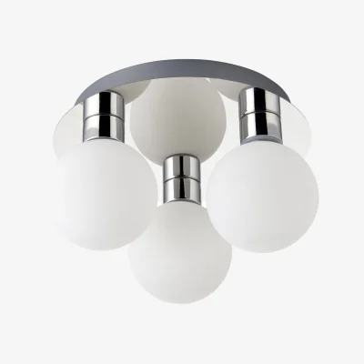 The Range Nectar 3lt Bathroom Ceiling Flush Light - Polished Chrome Plate And White Glass