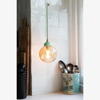 Rockett St George Mint Green Glass Dome Metal Ceiling Light