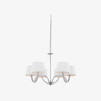 The Range Macy 6 Light Multi Arm Ceiling Pendant Chrome, Off White Tc Fabric, E14 - Chrome