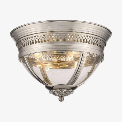 The Range Spring 3 Light Flush Ceiling Light Nickel, Clear, E14 - Nickel