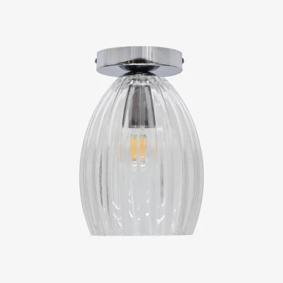 The Range Birch Clear Fluted Glass Chrome Ceiling Light Fitting - Chrome & Clear