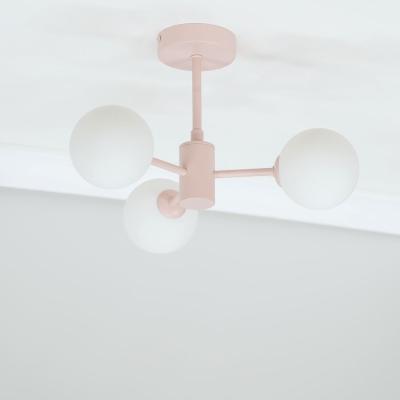 The Range Marlow Opaque Glass Globe 3 Arm Ceiling Light - Pink