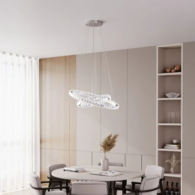 The Range Modern 2-Tier Adjustable Crystal LED Pendant Light - White