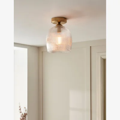 Rose & Grey Fitzroy Ribbed ceiling Light Brushed Aged Brass