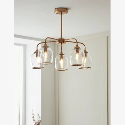 Rose & Grey Fitzroy 5 Pendant Light Brushed Aged Brass