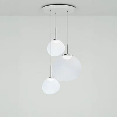 Tom Dixon Tom Dixon - Melt Pendant System Trio Round Opal/Silver LED