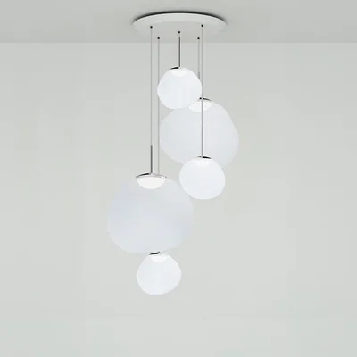 Tom Dixon Tom Dixon - Melt Pendant System Large Round Opal/Silver LED