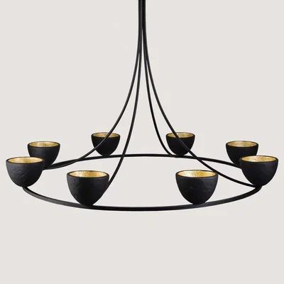 Tobias Oliver Porta Romana | Compton Chandelier | Black with Gold