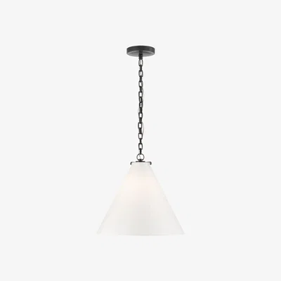 Tobias Oliver Visual Comfort | Katie Conical Pendant | Bronze with White Glass