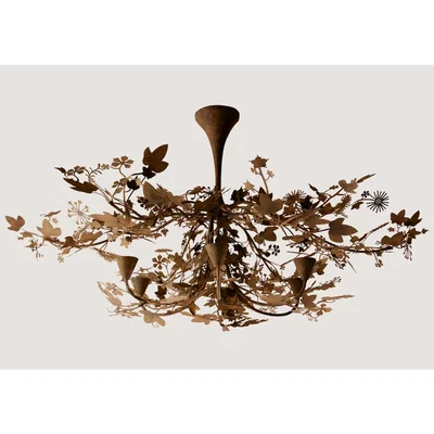 Tobias Oliver Porta Romana | Ivy Shadow Ceiling Light Large with Flute | Forest Rust