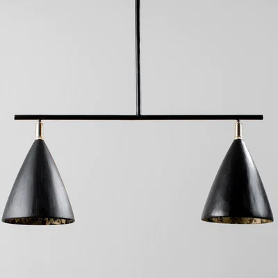 Tobias Oliver Porta Romana | Matilda Ceiling Light Large | Black with Etched Gold