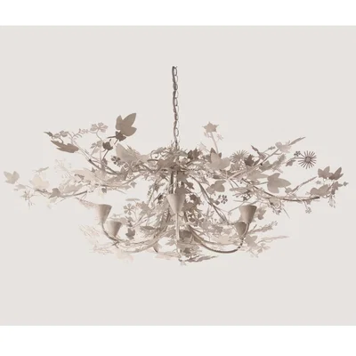 Tobias Oliver Porta Romana I  Ivy Shadow Chandelier Large with Chain | Forest White