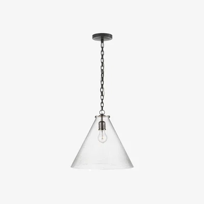 Tobias Oliver Visual Comfort | Katie Conical Pendant | Bronze with Seeded Glass