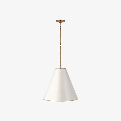Tobias Oliver Visual Comfort | Goodman Medium Hanging Light | Antique Brass with Antique White