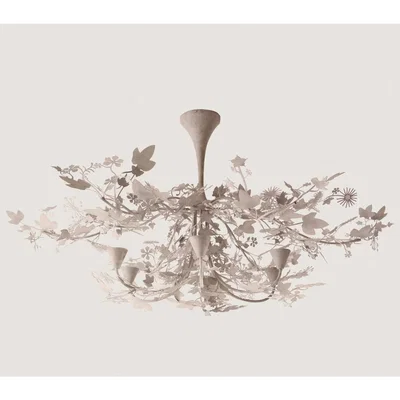Tobias Oliver Porta Romana | Ivy Shadow Ceiling Light Large with Flute | Forest White