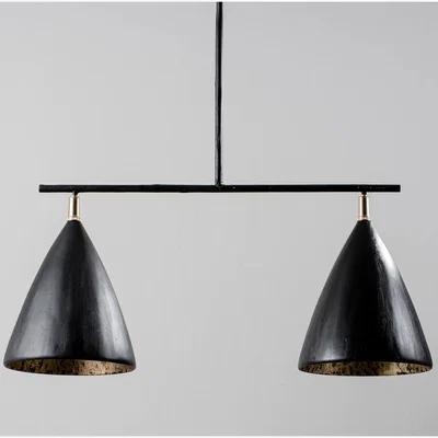 Tobias Oliver Porta Romana | Matilda Ceiling Light Medium | Black with Etched Gold