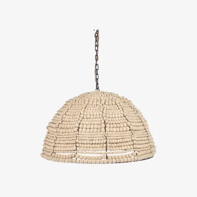 Westwing Handmade Suar Wood Pendant Light Dome
