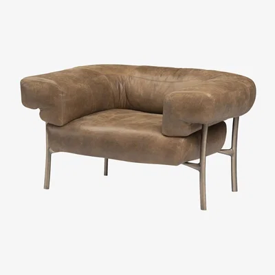 Amara GHIDINI 1961 - Katana Lounge Chair - Nabuk Leather - Brown