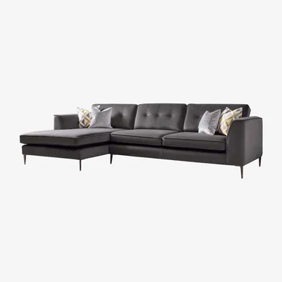 Barker and Stonehouse Conza Large Left Hand Facing Standard Back Chaise Sofa, Plush Charcoal