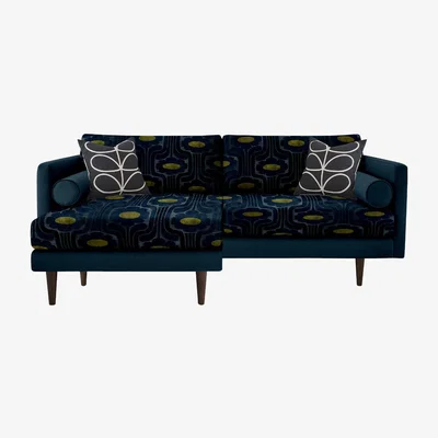 Barker and Stonehouse Orla Kiely Mimosa Large Chaise Sofa, Patterned Velvet
