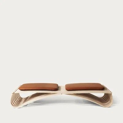 Bombinate.com Cognac leather Beech Jundo Daybed with 2 Cushion