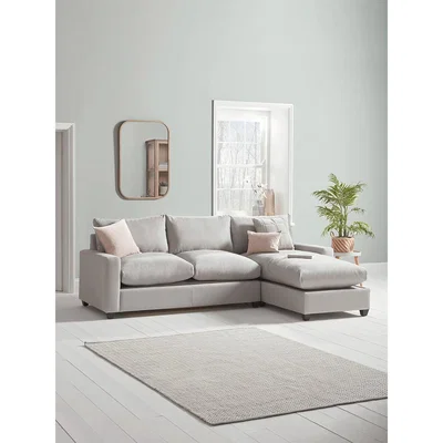 Cox and Cox Wimbledon Chaise Sofa Mid Blue Velvet - Left Hand Facing
