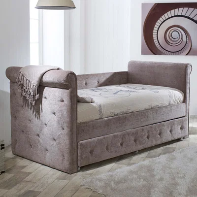 Dunelm Zodiac Velvet Day Bed Beige