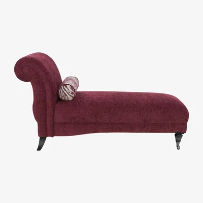 Furniture Village Boutique Chatterley Chaise Longue - Bolero Boysenberry with Ebony Castors
