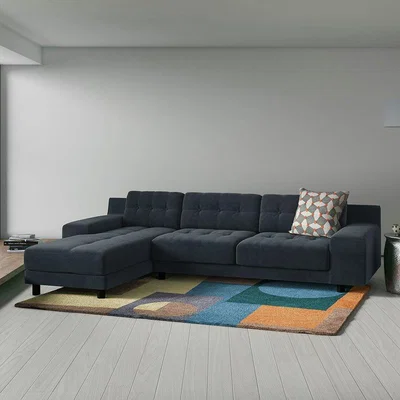 Habitat Habitat Hendricks Left Corner Velvet Chaise - Orange