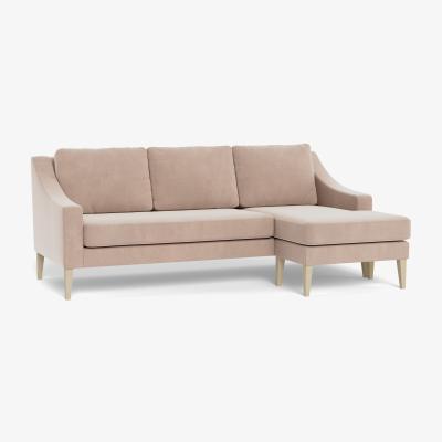 Heal's Heal's Richmond Corner Chaise Sofa Smart Velvet Pebble Tinted Ash Feet - Heal's UK Furniture