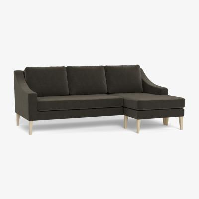 Heal's Heal's Richmond Corner Chaise Sofa Velvet Charcoal Black Feet - Heal's UK Furniture