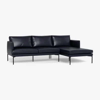 Heal's Heal's Matera Corner Chaise Sofa RHF Leather Stonewash Black 263 Black Feet - Heal's UK Furniture