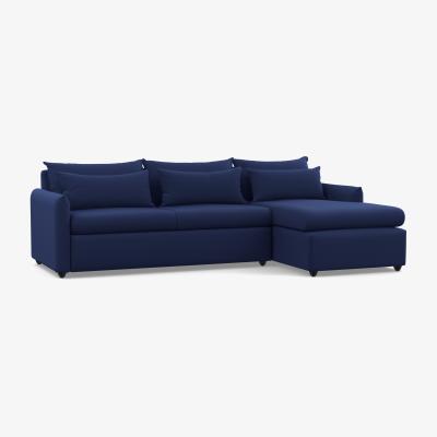 Heal's Heal's Pillow Large Right Hand Corner Chaise Melton Wool New Navy Natural Feet - Heal's UK Furniture