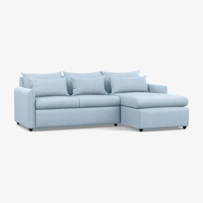Heal's Heal's Pillow Medium Right Hand Corner Chaise Capelo LinenCotton Sea Shanty Black Feet - Heal's UK Furniture