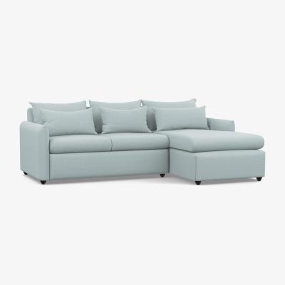 Heal's Heal's Pillow Medium RHF Corner Chaise Sofa Brushed Cotton Mist Chestnut Stain Feet - Heal's UK Furniture