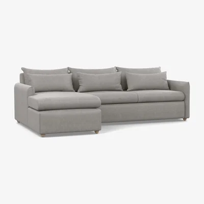 Heal's Heal's Pillow Large Left Hand Corner Chaise Texture Pale Grey Black Feet - Heal's UK Furniture