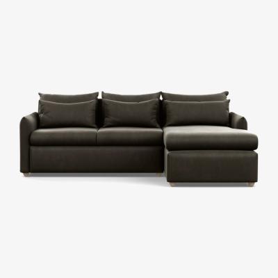 Heal's Heal's Pillow Medium Right Hand Corner Chaise Sofa Bed Velvet Charcoal Natural Feet - Heal's UK Bedroom Furniture