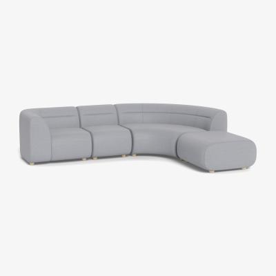 Heal's Heal's Lilli Right Hand Facing Curved Corner Sofa Brushed Cotton Pewter Natural Ash Feet - Heal's UK Furniture